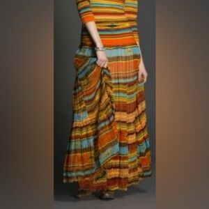 VINTAGE COLLECTION || Saltillo Serape Tiered Ruffle Maxi Skirt - SZ XS